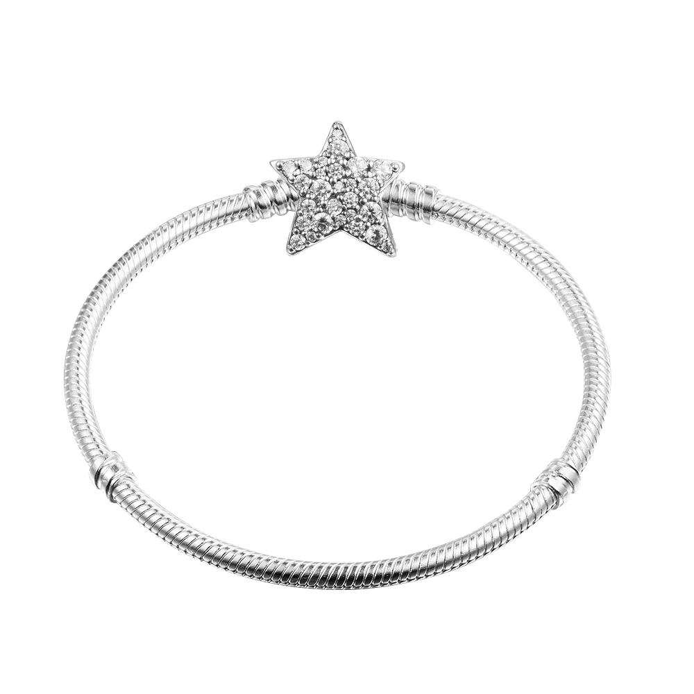 

Asymmetric Star Clasp Snake Chain Bracelet 925 Sterling Silver Bangles & Bracelets for Women Original Jewelry DIY Gift Pulseras