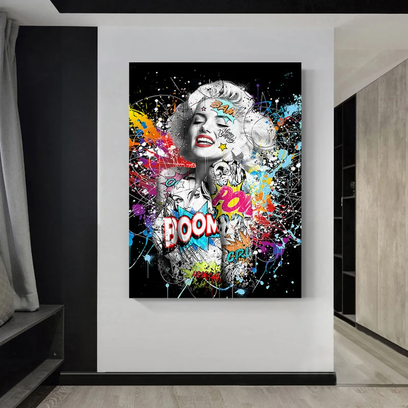 

Canvas Painting Graffiti Art Marilyn Monroe Art Prints Pop Art Poster Sexy Portrait Wall Pictures Street Art for Home Decoration