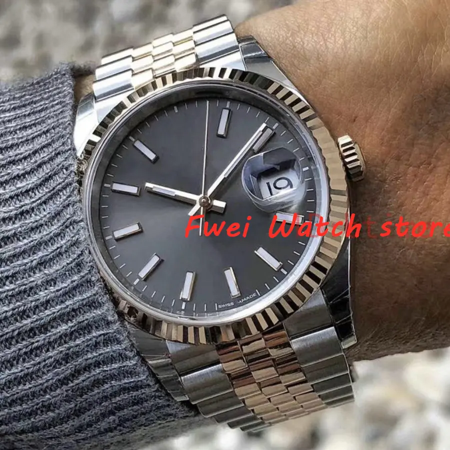 Men's Automatic Watch NOOB / AR 126234 EWF 1: 1 Best Edition Grey Dial 2836/3255 Caliber A3235 Band Date 904L Steel | Наручные часы