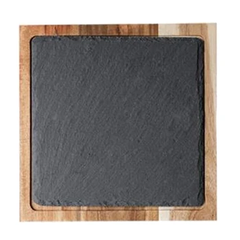 Solid Wood Snack Wood Tray Black Slate Bread Plate Lovesickness Wooden Plate Western-Style Japanese Food,Square 
Solid Wood Snack Wood Tray Black Slate Bread Plate Lovesickness Wooden Plate Western-Style Japanese Food,Square