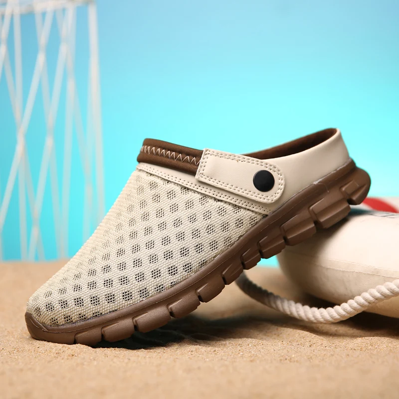 Фото Мужские летние сандалии пляжные тапочки для пар цветные водонепроницаемые