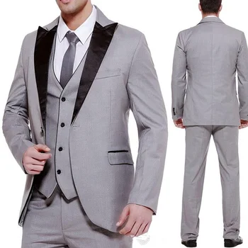 Gray Business Party Men Suits Groom Wear Classic Black Peaked Lapel Wedding Tuxedos Three Pieces(Jacket + Vest+Pants)
Gray Business Party Men Suits Groom Wear Classic Black Peaked Lapel Wedding Tuxedos Three Pieces(Jacket + Vest+Pants)