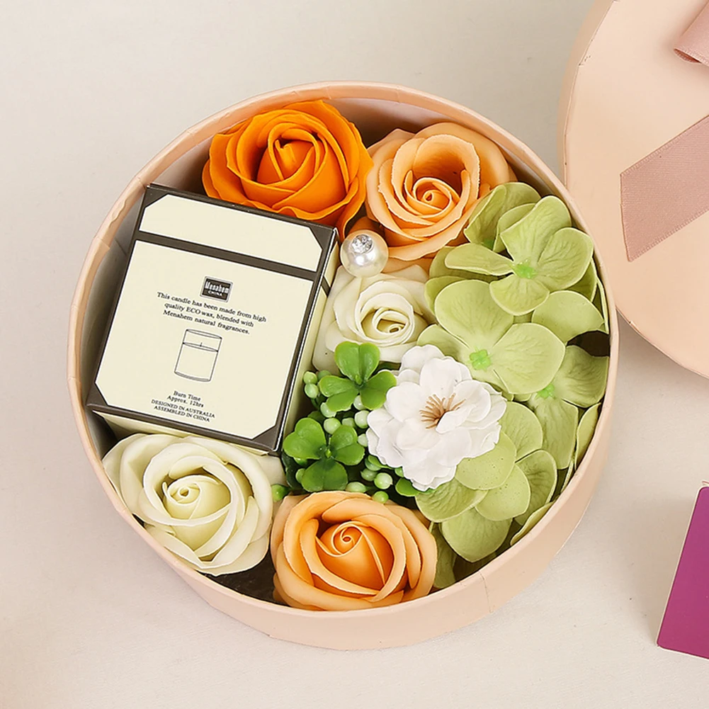 artificial rose soap flower gift box with smokeless scented