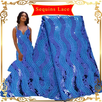 African Fabrics Stripe Sequins Lace 5 Yards Nigerian Lace Blue High quality Embroidery Swiss voile lace in switzerland 2020
African Fabrics Stripe Sequins Lace 5 Yards Nigerian Lace Blue High quality Embroidery Swiss voile lace in switzerland 2020