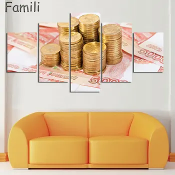 

5Picture Banknotes Artwork Canvas Painting Wall Art Canvas Paintings For Living Room Wall Cuadros Canvas Prints Photo Framed