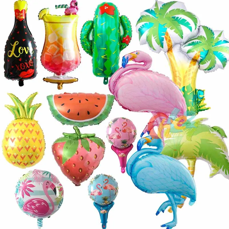 

Birthday Balloons Flamingo/Coconut palm tree/ Fruit Foil Balloon Birthday Decoration Kids Adult Party Beach Party Air Globos