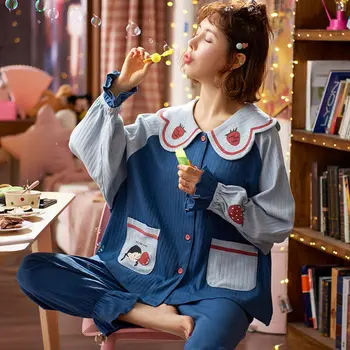 Double-sided knitted cotton pajamas women's spring and autumn long-sleeved summer students Korean style thin loose home service
Double-sided knitted cotton pajamas women's spring and autumn long-sleeved summer students Korean style thin loose home service