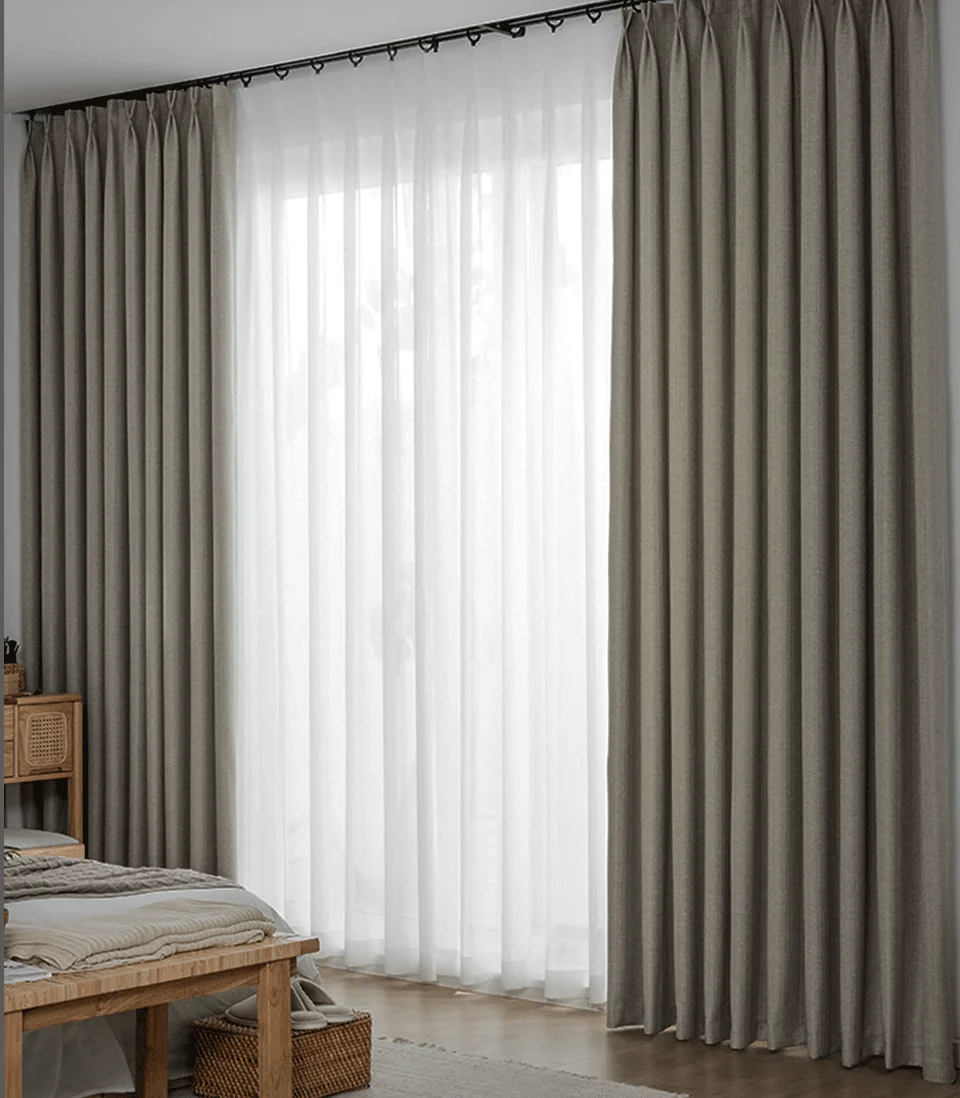 Generic Modern Thick Blackout Curtains Cotton Linen Shading Curtains