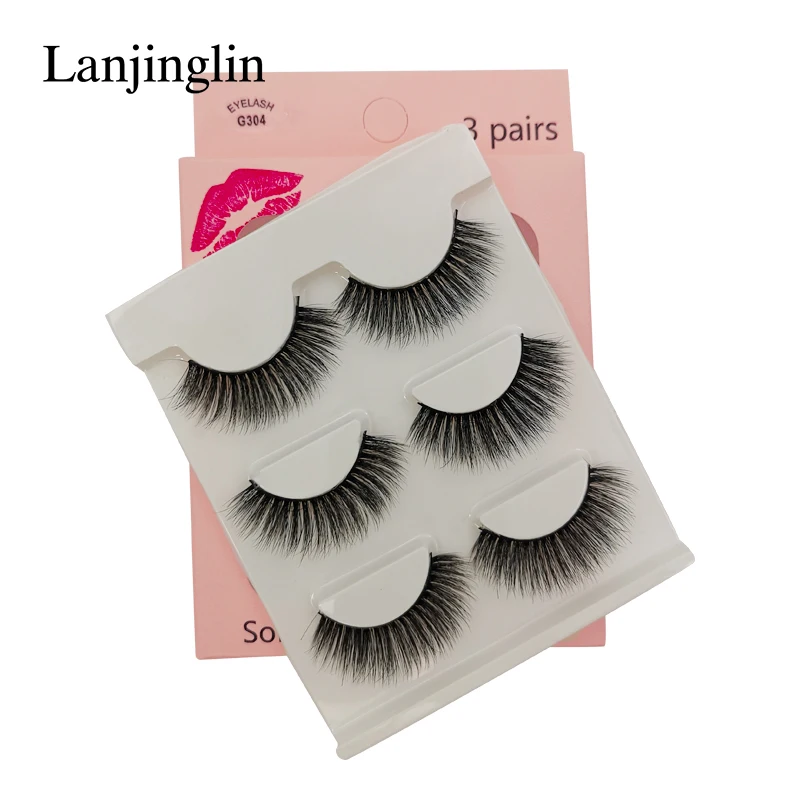 Faux Cils 3 Pairs False Eyelashes Soft Natural Long Wispy Fluffy 3D Mink Lashes Handmade Makeup Tool Extension Fake Eye Lashes 51 H931e96ad0deb4576b925360431ef5097T