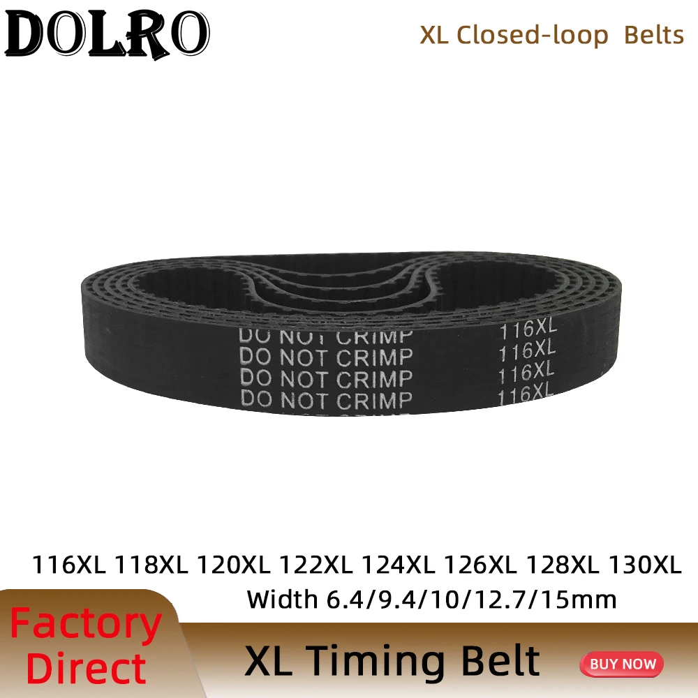 

XL Timing Belt 116/118/120/122/124/126/128/130XL Width6.4/9.4/10/15mm Closed Loop Toothed Transmisson Rubber Timing Pulley Belt