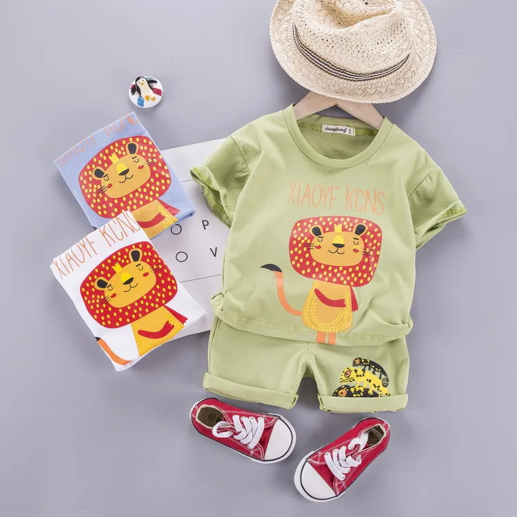 Фото Изысканные наряды для малышей летняя одежда 2020 хлопковая Футболка с принтом льва