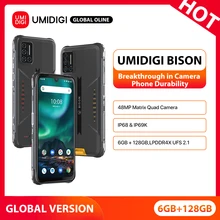 UMIDIGI BISON NFC 6GB+128GB IP68/IP69K Waterproof Rugged Phone 48MP Matrix Quad Camera 6.3" FHD+ Display Android 10 Smartphone 
UMIDIGI BISON NFC 6GB+128GB IP68/IP69K Waterproof Rugged Phone 48MP Matrix Quad Camera 6.3" FHD+ Display Android 10 Smartphone