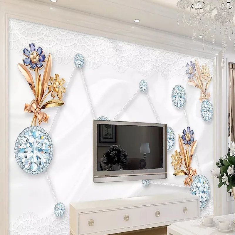 Custom large mural 3D wallpaper Modern fashion creative luxury pearl gem flower golden abstract wall decor 5D embossed
Custom large mural 3D wallpaper Modern fashion creative luxury pearl gem flower golden abstract wall decor 5D embossed