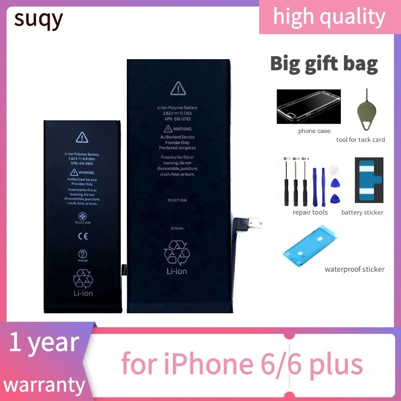Suqy for Iphone 6 Battery Original for Iphone Battery 6 for Apple Iphone 6 6 Plus Bateria Accessories for Mobile Phones Batterie
Suqy for Iphone 6 Battery Original for Iphone Battery 6 for Apple Iphone 6 6 Plus Bateria Accessories for Mobile Phones Batterie