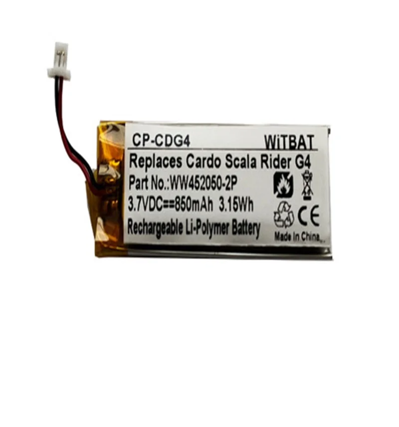New Battery for Cardo Scala Rider G4,G9,G9X, Schuberth C3 Headset Li-Polymer Rechargeable Accumulator Replacement 3.7V 850mAh
New Battery for Cardo Scala Rider G4,G9,G9X, Schuberth C3 Headset Li-Polymer Rechargeable Accumulator Replacement 3.7V 850mAh