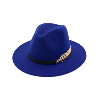 Women Winter Faux Felt Fedoras Jazz Cap with Metal Leaf Flat Wide Brim Top Hat
Women Winter Faux Felt Fedoras Jazz Cap with Metal Leaf Flat Wide Brim Top Hat