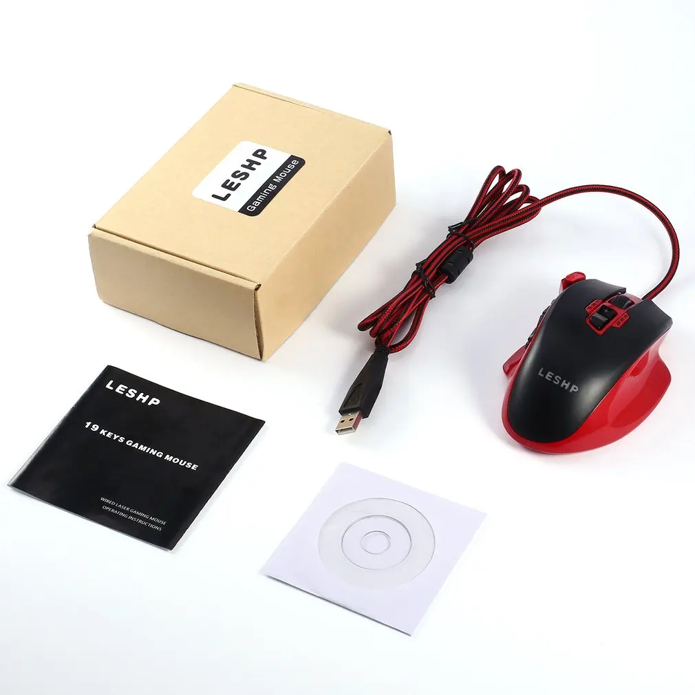 LESHP 19 Keys Professional RGB Gaming Mouse 3D Optical Wired Laser Game Mouse With Side Buttons and Adjustable Backlight
LESHP 19 Keys Professional RGB Gaming Mouse 3D Optical Wired Laser Game Mouse With Side Buttons and Adjustable Backlight