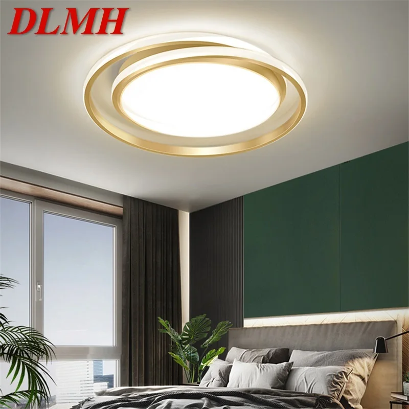 

DLMH Nordic Ceiling Light Contemporary Gold Round Lamp Simple Fixtures LED Home Decorative for Living Bed Room