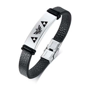 Personalized ID Men's Leather Bracelet Zelda Logo Coordinate Bracelet DIY Adjustable 
Personalized ID Men's Leather Bracelet Zelda Logo Coordinate Bracelet DIY Adjustable