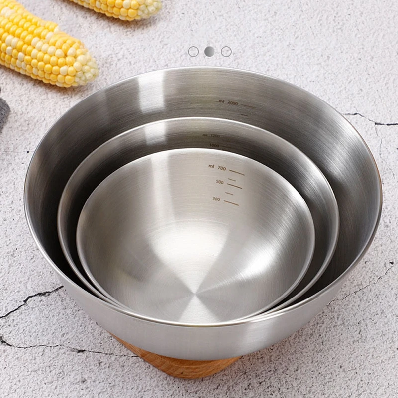304 Stainless Steel Mixing Bowls Nesting Storage Set Kitchen Salad Cooking Bowl Baking Accessory with Scale
304 Stainless Steel Mixing Bowls Nesting Storage Set Kitchen Salad Cooking Bowl Baking Accessory with Scale