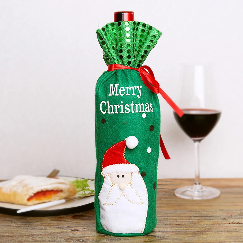 wine bottle cover red wine bags with pretty tie bags set(santa