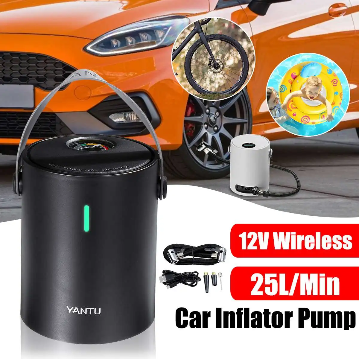 Wireless Car Inflator Pump 12V 25L/Min USB Cordless Handheld Inflatable Pump Portable Air Compressor ffor Car Bicycles Tires
Wireless Car Inflator Pump 12V 25L/Min USB Cordless Handheld Inflatable Pump Portable Air Compressor ffor Car Bicycles Tires
