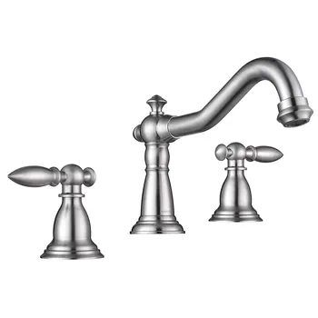 

Aquaterior® Vintage 3 Hole Bathroom Faucet for Undermount Sink Widespread Double Handle Mixer Taps Brushed Nickel