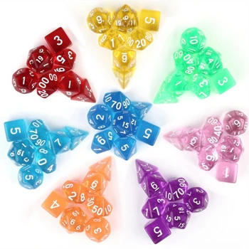 Wholesales 7pc/lot Dice Set D4,D6,D8,D10,D10%,D12,D20 Colorful Accessories for Board Game,DnD, RPG
Wholesales 7pc/lot Dice Set D4,D6,D8,D10,D10%,D12,D20 Colorful Accessories for Board Game,DnD, RPG