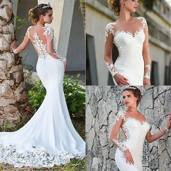 2019 Fantastic O-Neck Mermaid Wedding Dresses Custom Made Sexy See Through Long Sleeve Illusion Back Bridal Gowns Floor Length
2019 Fantastic O-Neck Mermaid Wedding Dresses Custom Made Sexy See Through Long Sleeve Illusion Back Bridal Gowns Floor Length