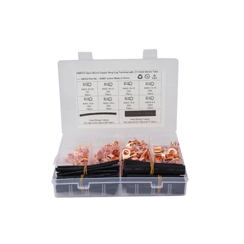 245Pcs Open Barrel Wire Crimp Copper Ring Lugs Terminal Connector with 2:1 Heat Shrink Tubing Assortment Kit
245Pcs Open Barrel Wire Crimp Copper Ring Lugs Terminal Connector with 2:1 Heat Shrink Tubing Assortment Kit