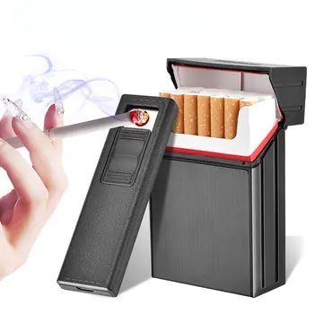 2 in 1 Cigarette Case USB Rechargeable Lighter for Smoking Flameless Smokeless Windproof Electronic Lighter Smoke Cigarette Box
2 in 1 Cigarette Case USB Rechargeable Lighter for Smoking Flameless Smokeless Windproof Electronic Lighter Smoke Cigarette Box