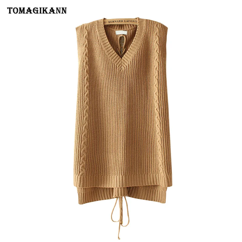4XL Ladies Knitted Vests 2020 Spring Back Cross Lace Up Women Sweater Vest V Neck Plus Size Female Waistcoat
4XL Ladies Knitted Vests 2020 Spring Back Cross Lace Up Women Sweater Vest V Neck Plus Size Female Waistcoat