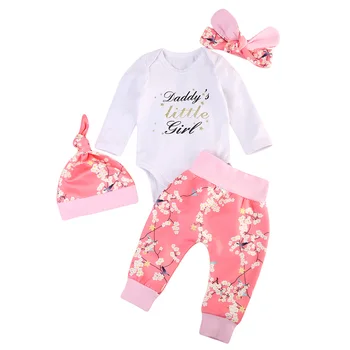 Daddys Little Girl Long sleeve Bodysuit,Floral Pant and Hat with Headband Bodysuit Set For Baby Girl Clothes
Daddys Little Girl Long sleeve Bodysuit,Floral Pant and Hat with Headband Bodysuit Set For Baby Girl Clothes