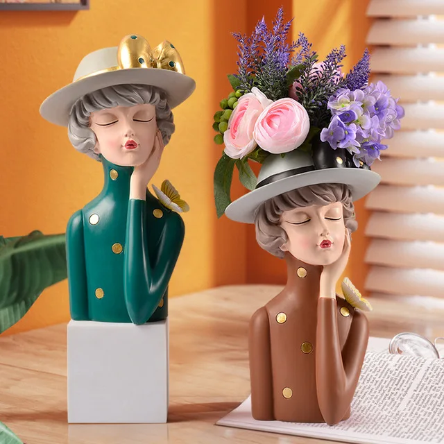 Nordic Resin Cute Girl Vase Flower Arrangement Home Livingroom Desktop Sculpture Crafts Hotel Store Club Furnishing Decoration
Nordic Resin Cute Girl Vase Flower Arrangement Home Livingroom Desktop Sculpture Crafts Hotel Store Club Furnishing Decoration