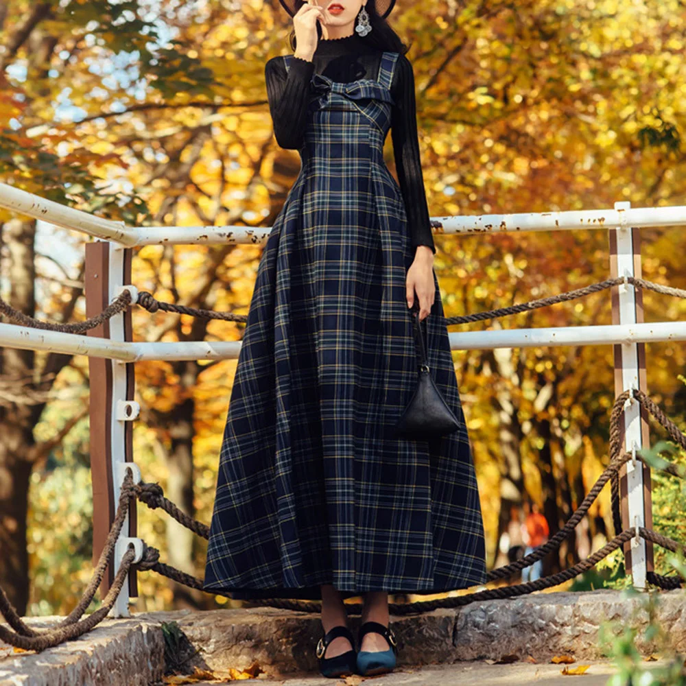 Eleagnt Korean Two Piece Sets Autumn Long Sleeve Basic Solid Pullovers Tops and Plaid Bow Ankle-Length Long Dresses Blue Suits
Eleagnt Korean Two Piece Sets Autumn Long Sleeve Basic Solid Pullovers Tops and Plaid Bow Ankle-Length Long Dresses Blue Suits