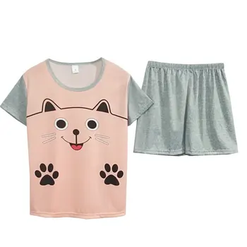 Summer Korean-Style Short-Sleeved Pajamas Female Students Cartoon Home Service Simple Thin Shorts Suit
Summer Korean-Style Short-Sleeved Pajamas Female Students Cartoon Home Service Simple Thin Shorts Suit