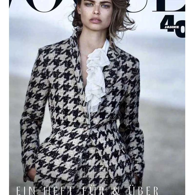 Cosmicchic 2019 Winter Elegant Office Houndstooth Suit Two Piece Set Single Button Jacket High Waist Wide-legged Long Pants
Cosmicchic 2019 Winter Elegant Office Houndstooth Suit Two Piece Set Single Button Jacket High Waist Wide-legged Long Pants