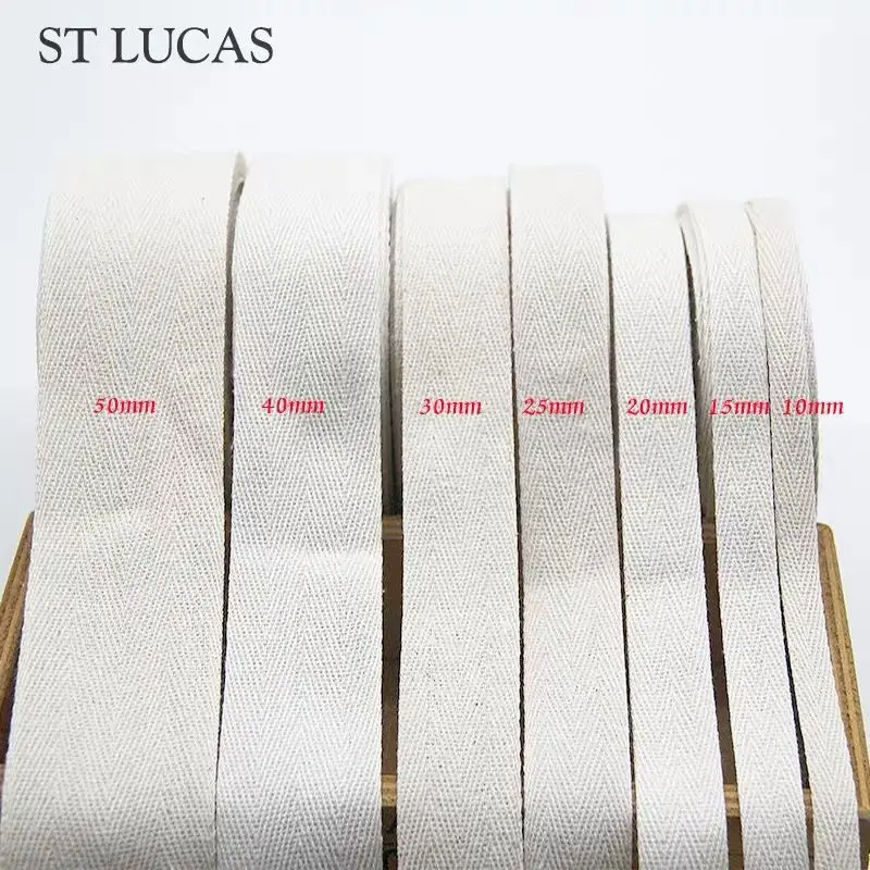 Description Picture 3 of item3yds 6-50mm Black White Webbing Herringbone Belt Clothing Accessories Handmade Diy Cotton Cloth Belt Edging Strip Bandage Ribbon