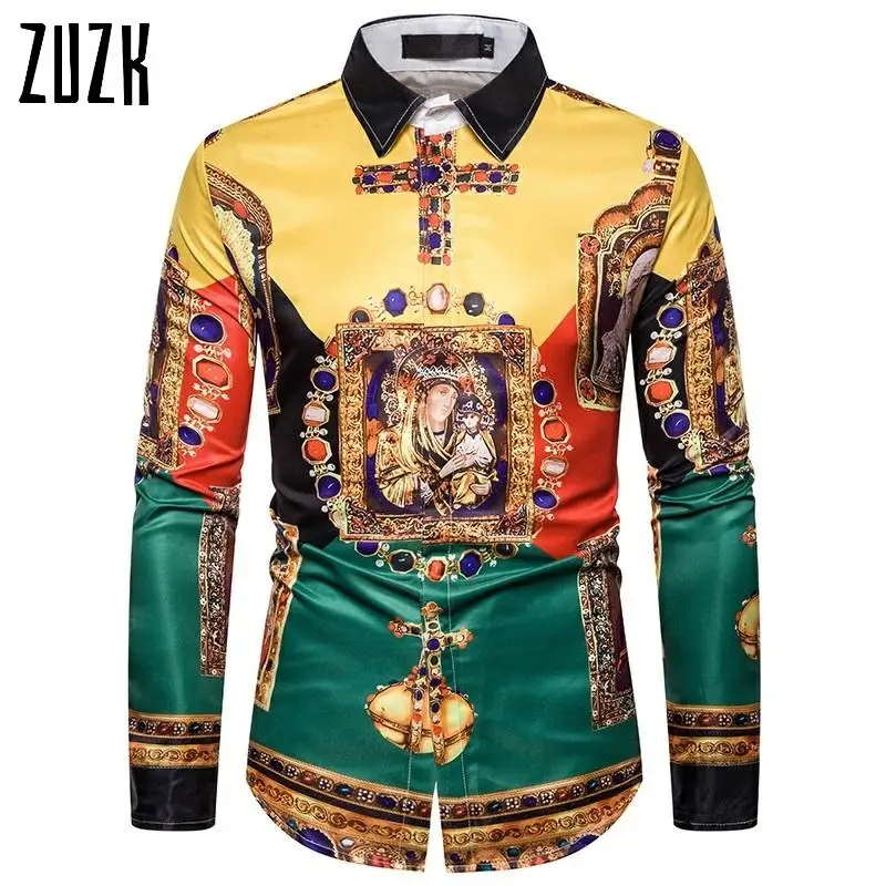 ZUZK New European Gem 3D Printing Long-sleeved Slim fit Casual shirt Men's Camisa Masculina Shirts
ZUZK New European Gem 3D Printing Long-sleeved Slim fit Casual shirt Men's Camisa Masculina Shirts