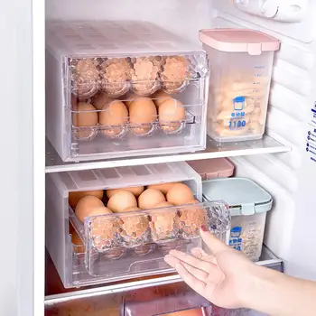 Grid Plastic Egg Storage Drawer Double Layered Transparent Egg Storage Box Container Egg Organizer box for Home Kitchen 40P
Grid Plastic Egg Storage Drawer Double Layered Transparent Egg Storage Box Container Egg Organizer box for Home Kitchen 40P