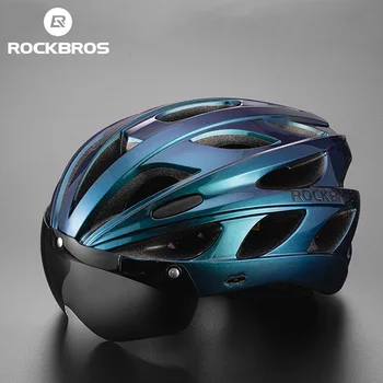 

ROCKBROS EPS Cycling Helmet Integrally-molded Bicycle Helmet Breathable Men Women Goggles Lens Aero MTB Road Bike Safety Helmet