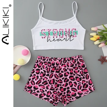 2 Two Piece Set Sexy Pijamas Leopard Women Pj Sets Sleeveless Crop Top Corset Satin Pajamas Women Shorts
2 Two Piece Set Sexy Pijamas Leopard Women Pj Sets Sleeveless Crop Top Corset Satin Pajamas Women Shorts