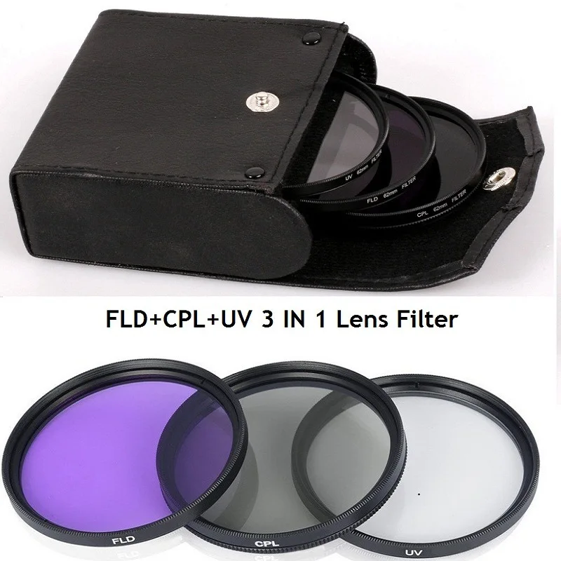 

UV+CPL+FLD 3 In 1 Camera Lens Filter with Bag Hood Filter Mrc 49 52 55 58 62 67 72 77 82mm for Cannon Nikon Sony Pentax Fujifilm