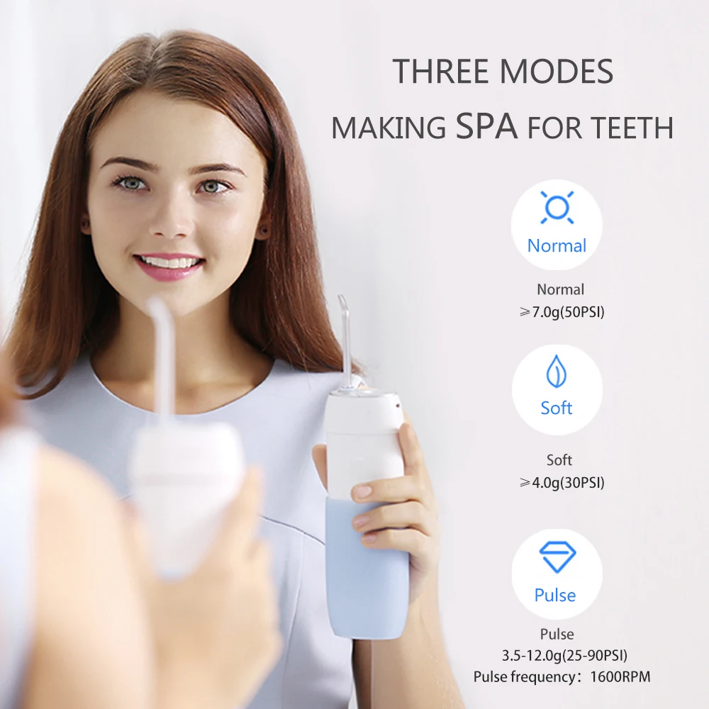 Human - Mini Oral Irrigator USB Rechargeable Water Flosser Portable Dental Water Jet Waterproof Teeth Cleaner Travel Water Pick