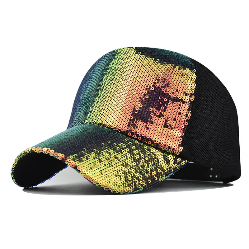 

Unisex Cap Fashion Casual sequins Mesh Baseball Cap Adjustable Snapback Hats For Women Men Hip Hop Outdoor Sun Hat