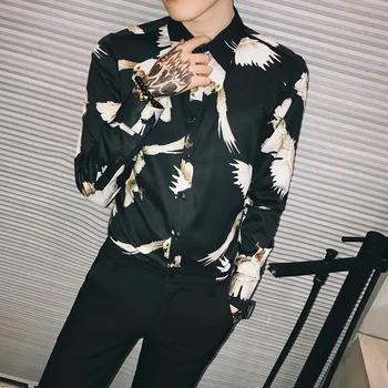 Luxury Mens Shirt Faux Silk Satin Eagle Printed Camisa Social Masculina Asian Sizes Slim Fit Lapel Long Sleeved Brand Shirts Men
Luxury Mens Shirt Faux Silk Satin Eagle Printed Camisa Social Masculina Asian Sizes Slim Fit Lapel Long Sleeved Brand Shirts Men