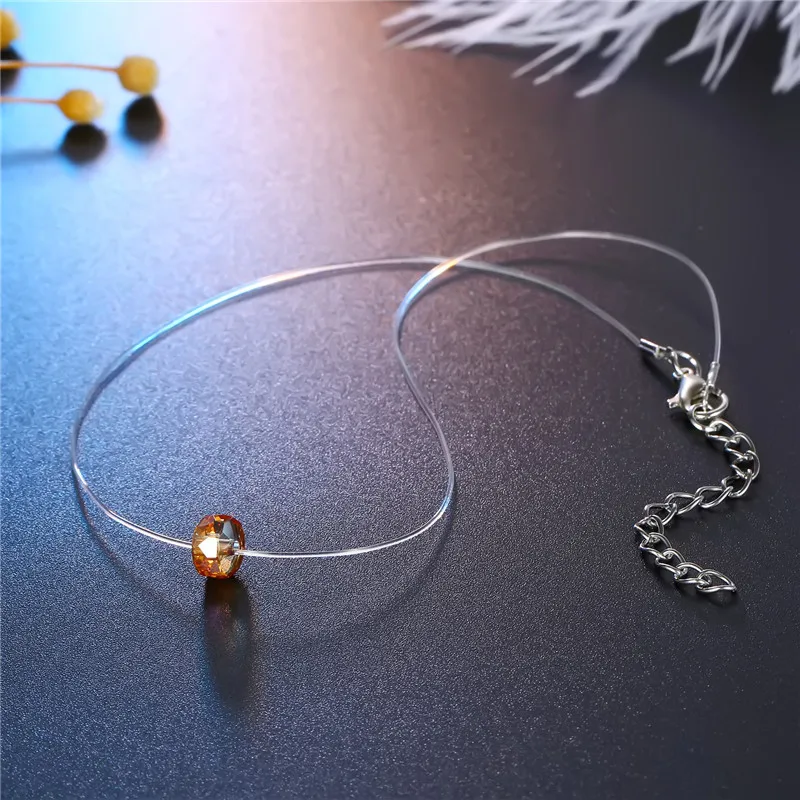Mermaid Tear Necklaces Water Drop Crystal Choker Necklaces Transparent Fishing Line Invisible Chain Necklaces Collier Wholesale (5)