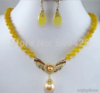 Free Shipping Yellow jade Golden Shell Pearl Crystal - Pendant Necklace Earrings Set
Free Shipping Yellow jade Golden Shell Pearl Crystal - Pendant Necklace Earrings Set