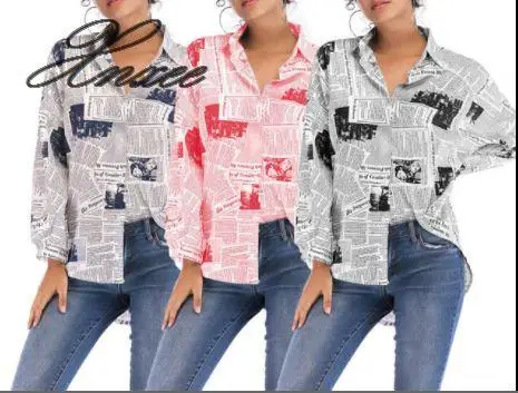 2019 Spring Women Letters Newspaper Printed Shirts Streetwear Long Sleeve Shirts Plus Size Loose Ladies Tops White Blouse
2019 Spring Women Letters Newspaper Printed Shirts Streetwear Long Sleeve Shirts Plus Size Loose Ladies Tops White Blouse