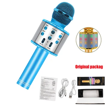 Blue 4 In 1 LED Wireless Bluetooth Microphone Speaker Professional Handheld Karaoke Mic Music Player Singing Recorder KTV Mic 
Blue 4 In 1 LED Wireless Bluetooth Microphone Speaker Professional Handheld Karaoke Mic Music Player Singing Recorder KTV Mic